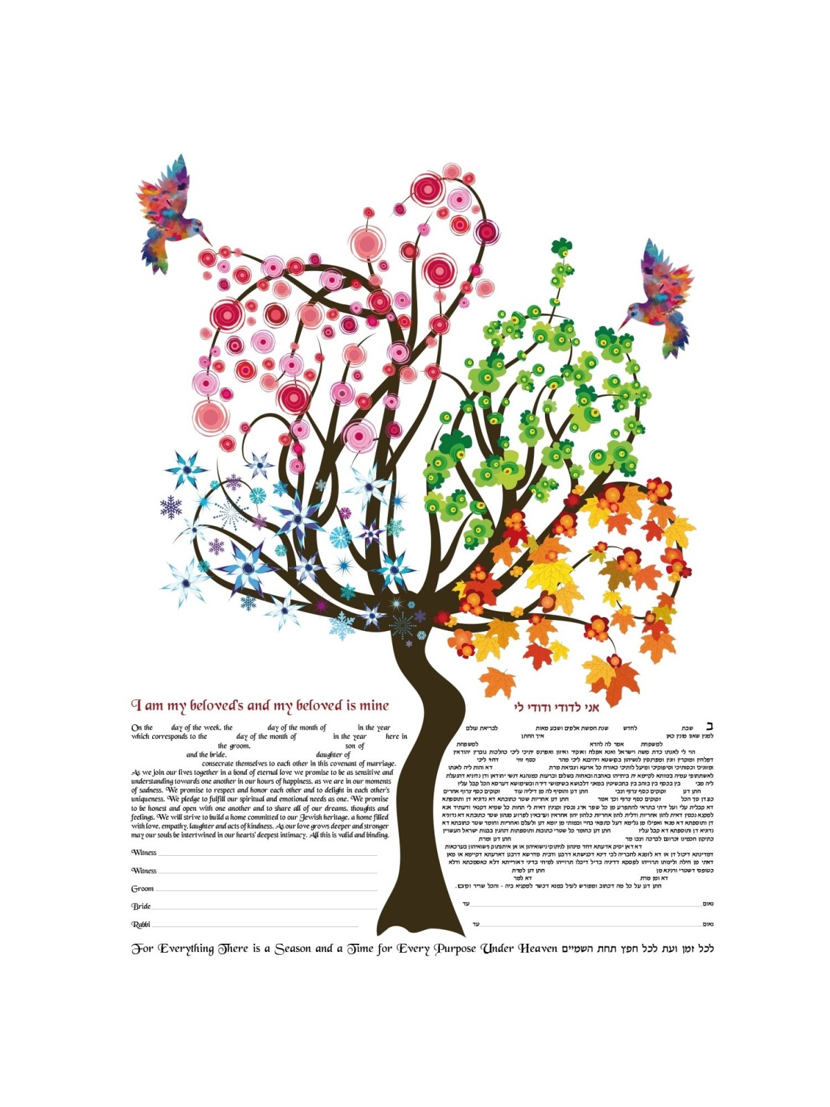 Ruth Rudin Personalized Ketubah - Four Seasons