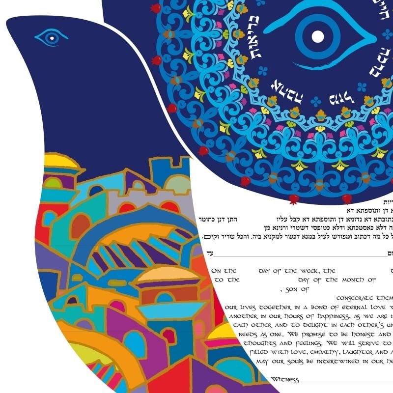 Ruth Rudin Seven Blessings Hamsa Personalized Ketubah