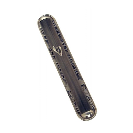 Round Pewter Blessing Mezuzah | Pewter Mezuzah