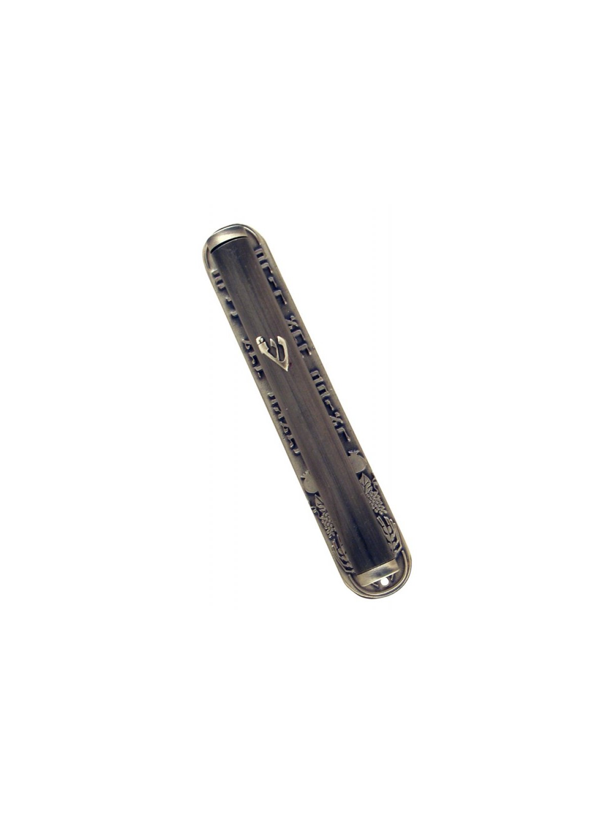 Round Pewter Blessing Mezuzah | Pewter Mezuzah