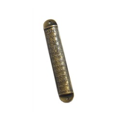 Round Gold Color Home Blessing Pewter Mezuzah | Pewter Mezuzah