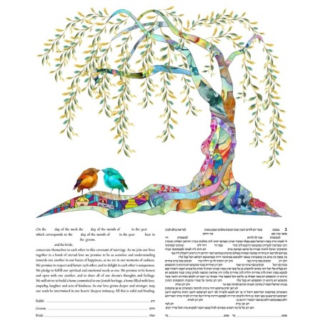 Ruth Rudin Personalized Vibrant Willow Tree Romance Ketubah