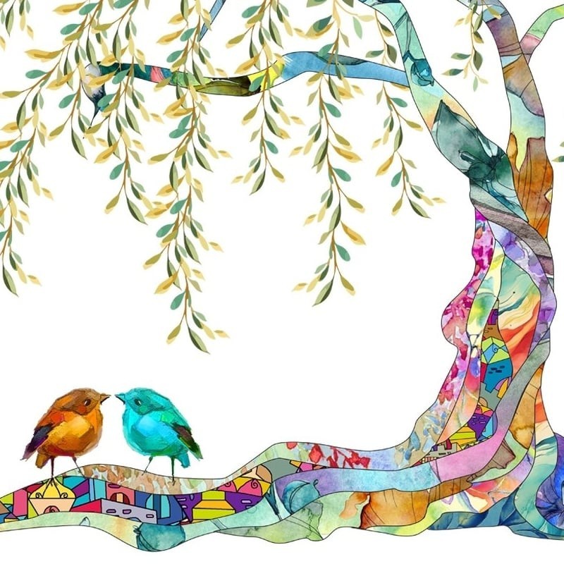 Ruth Rudin Personalized Vibrant Willow Tree Romance Ketubah