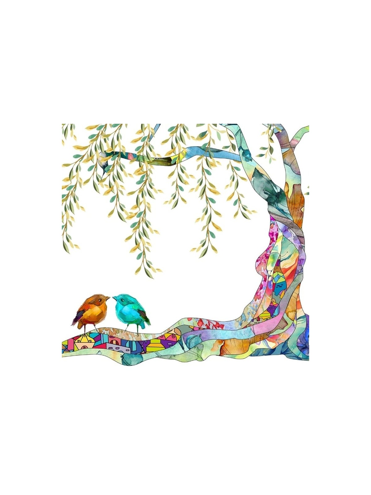 Ruth Rudin Personalized Vibrant Willow Tree Romance Ketubah