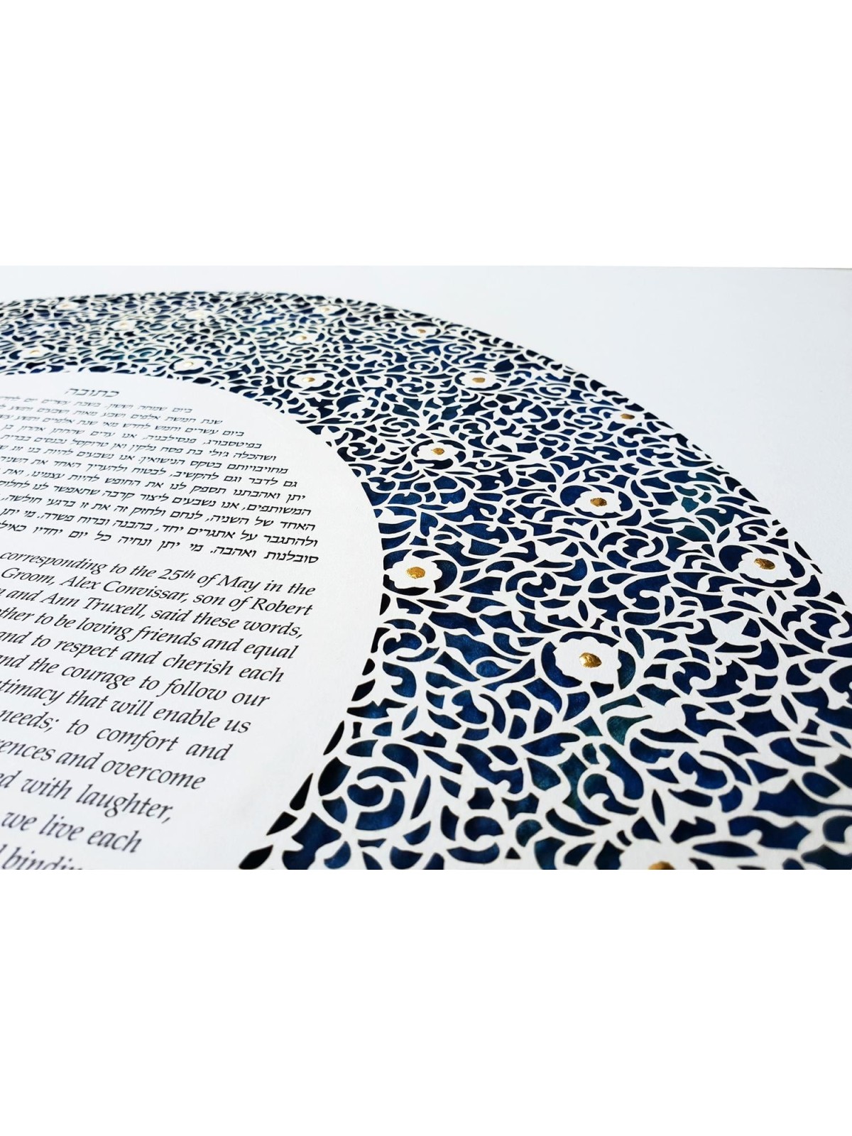 David Fisher Paper-Cut Round Ornament Floral Pattern Personalized Ketu