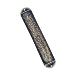 Extra Large Pewter Mezuzah Case with Blessing | Pewter Mezuzah