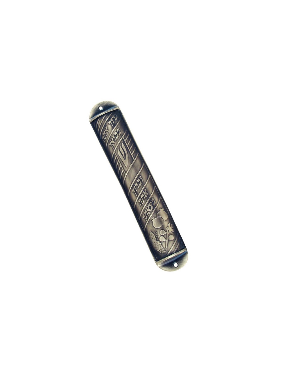 Extra Large Pewter Mezuzah Case with Blessing | Pewter Mezuzah