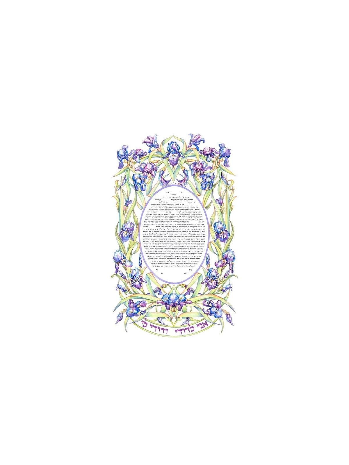 Inna Berl 'Irises' Ani Ledodi Ketubah - Jewish Marriage Certificate -