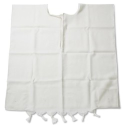 Classic Wool Tallit Katan with Tzitzit - White Stripe