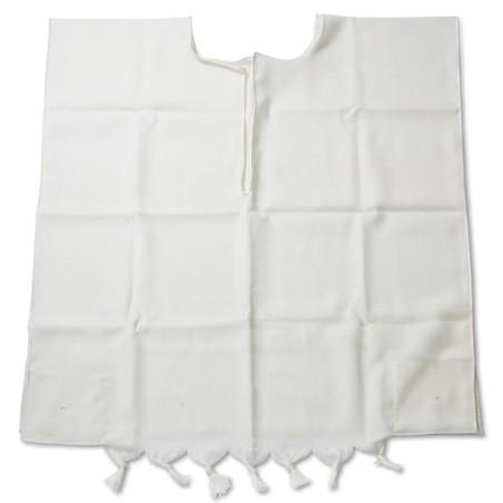 Classic Wool Tallit Katan with Tzitzit - White Stripe