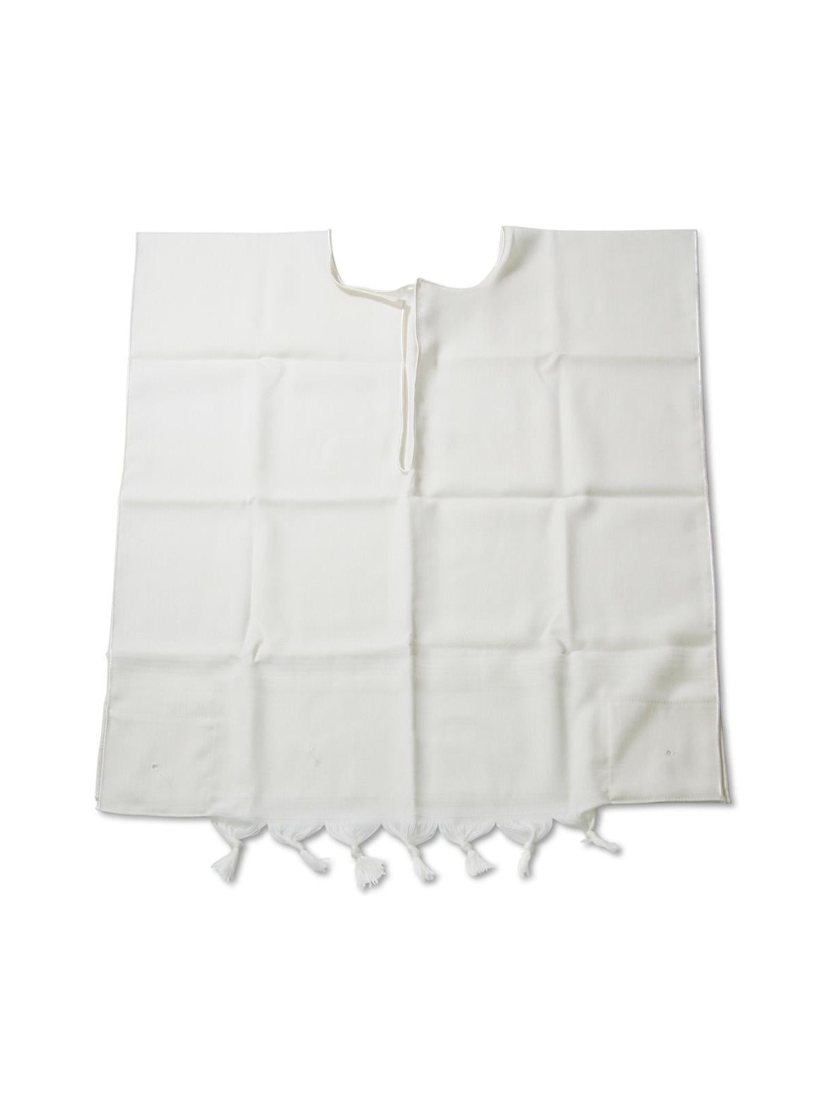 Classic Wool Tallit Katan with Tzitzit - White Stripe