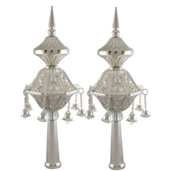 Silver-Plated Torah Rimonim with Bells