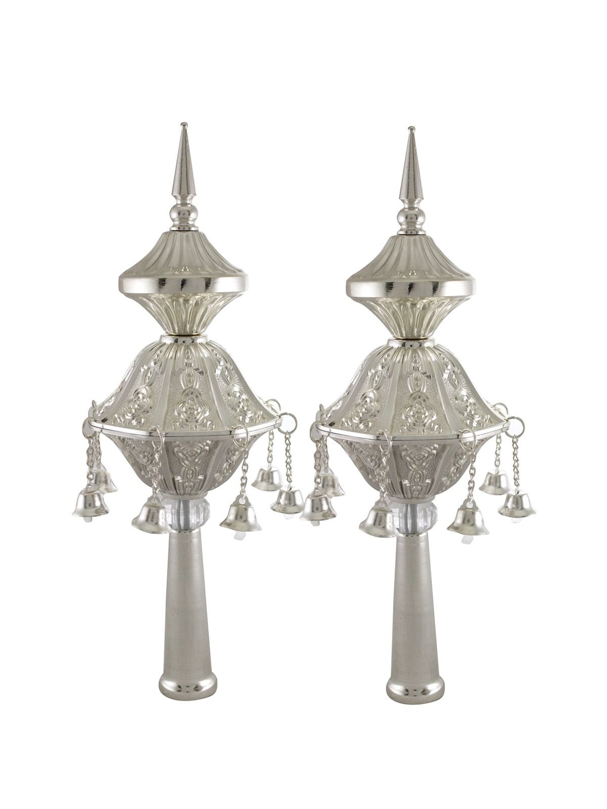 Silver-Plated Torah Rimonim with Bells