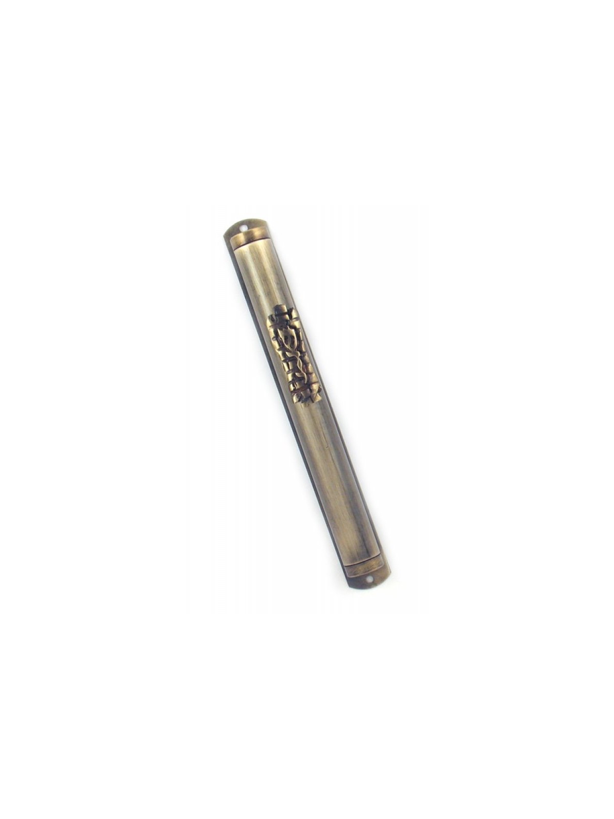 Pewter Mezuzah with center stylized design | Pewter Mezuzah