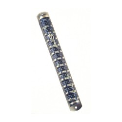 Round Pewter Mezuzah Case Stripe Design | Pewter Mezuzah