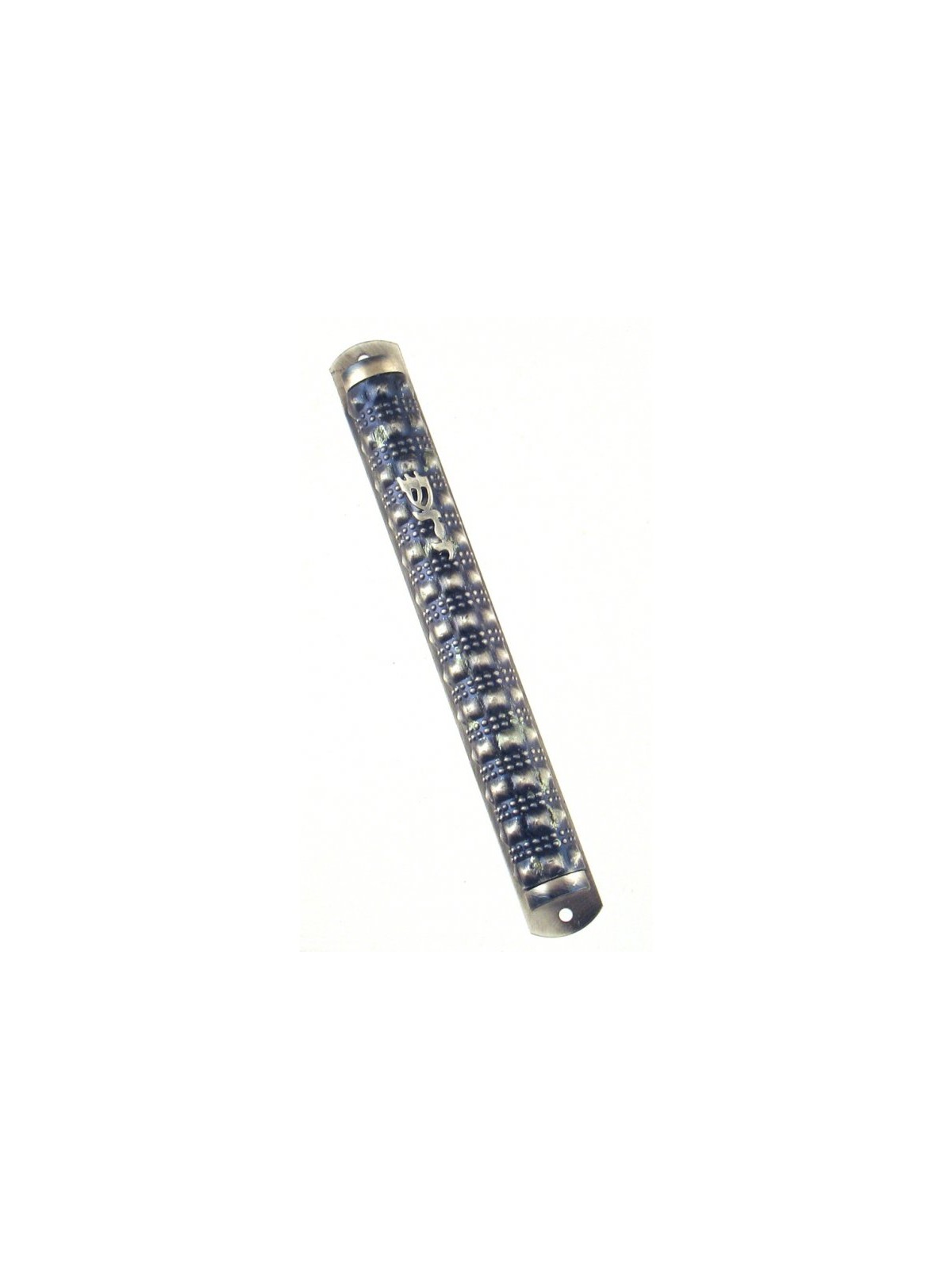 Round Pewter Mezuzah Case Stripe Design | Pewter Mezuzah