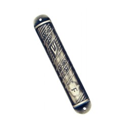 Round Ben Porat Mezuzah Case Pewter | Pewter Mezuzah