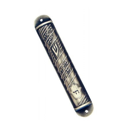 Round Ben Porat Mezuzah Case Pewter | Pewter Mezuzah