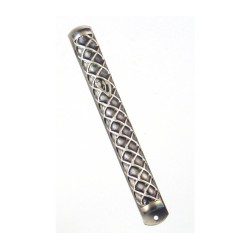 Round Pewter Mezuzah Case with Criss Cross Design | Pewter Mezuzah
