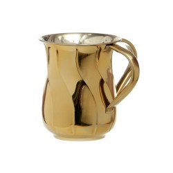 Stainless Steel Netilat Yadayim Wash Cup %96 Gold Wave | Wash Cups