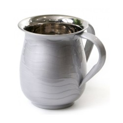 Stainless Steel Netilat Yadayim Wash Cup Wave Design White | Wash Cups