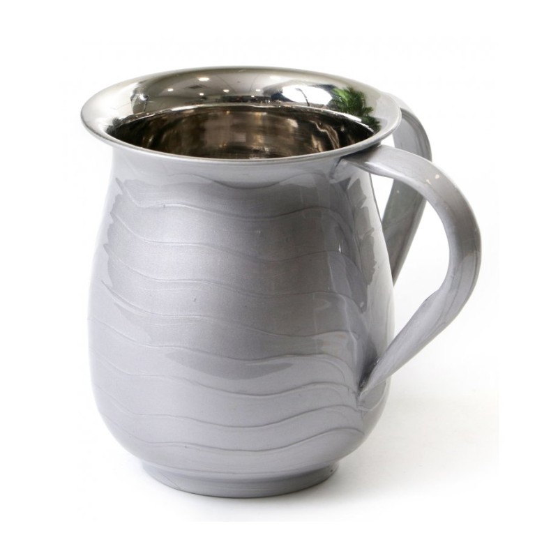 Stainless Steel Netilat Yadayim Wash Cup Wave Design White | Wash Cups