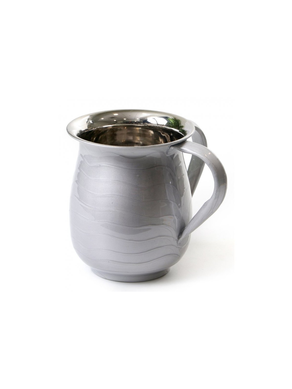 Stainless Steel Netilat Yadayim Wash Cup Wave Design White | Wash Cups