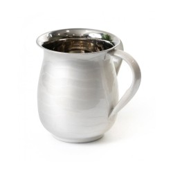 Stainless Steel Netilat Yadayim Wash Cup Wave Design Ivory | Wash Cups