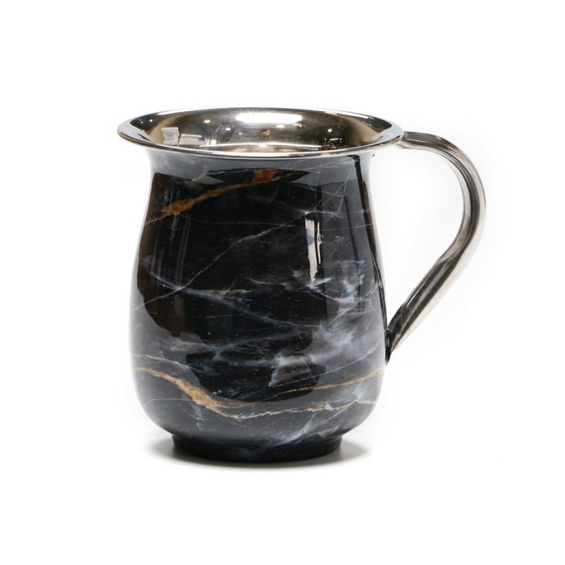 Aluminum Netilat Yadayim Wash Cup Black Marble Design | Wash Cups
