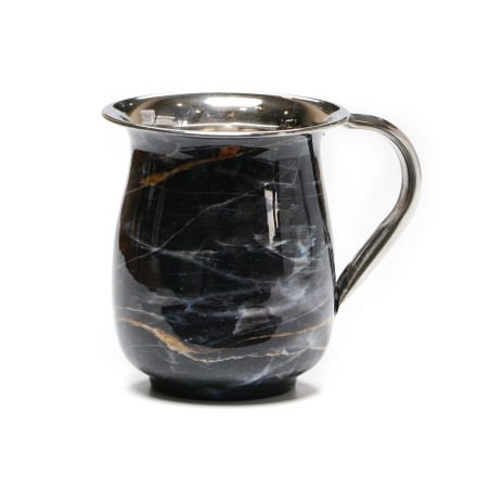 Aluminum Netilat Yadayim Wash Cup Black Marble Design | Wash Cups