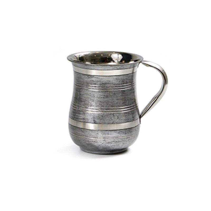 Wash Cup for Netilat Yadayim Silver and Black Horizonta... | Wash Cups