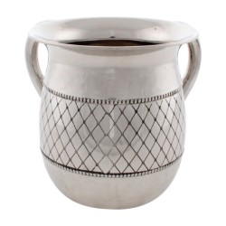 Stainless Steel Netilat Yadayim Wash Cup Silver with Di... | Wash Cups