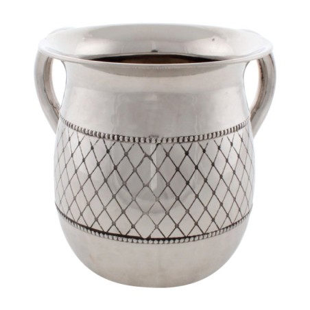 Stainless Steel Netilat Yadayim Wash Cup Silver with Di... | Wash Cups