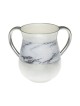 Netilat Yadayim Wash Cup Aluminum White Marble Design | Wash Cups