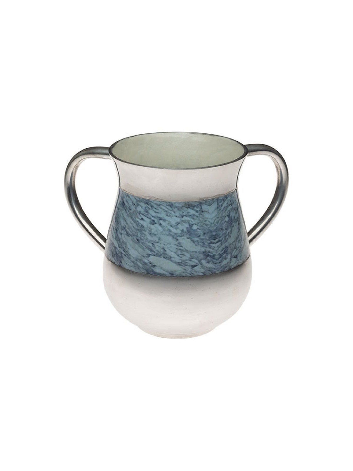 Netilat Yadayim Wash Cup White with Turquoise Marble De... | Wash Cups