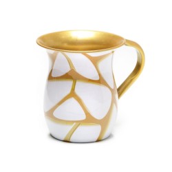 Stainless Steel Netilat Yadayim Wash Cup White and Gold... | Wash Cups