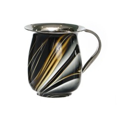 Stainless Steel Wash Cup %96 Gray Marble with Enamel Go... | Wash Cups