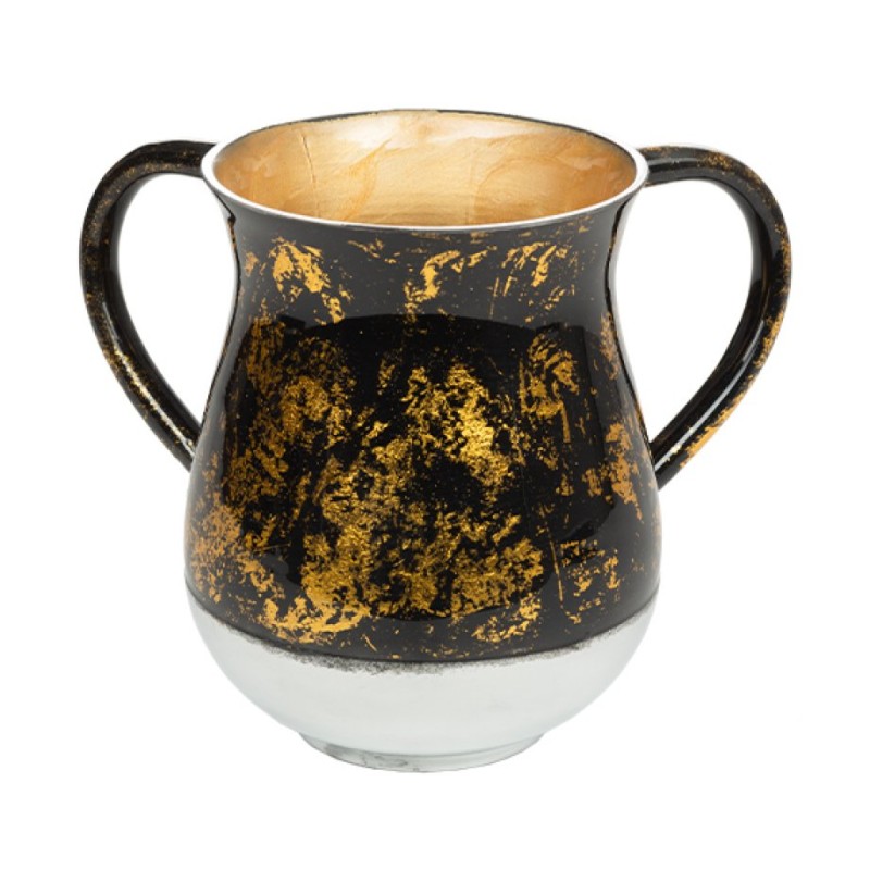Aluminum Netilat Yadayim Wash Cup Gold and Black with S... | Wash Cups