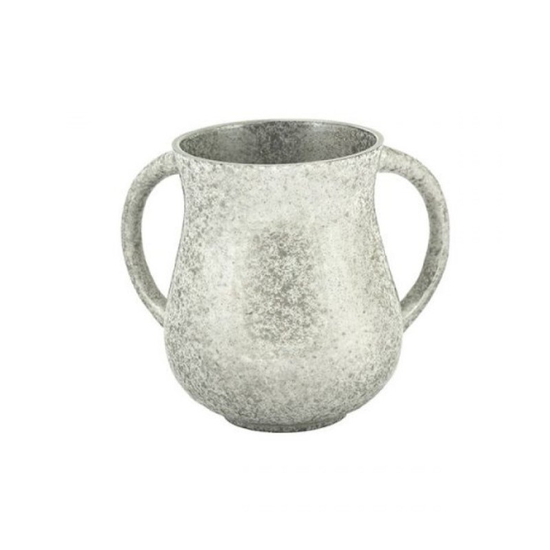 Yair Emanuel Faux Marble Netilat Yadayim Wash Cup Silver | Wash Cups