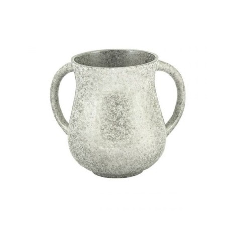 Yair Emanuel Faux Marble Netilat Yadayim Wash Cup Silver | Wash Cups