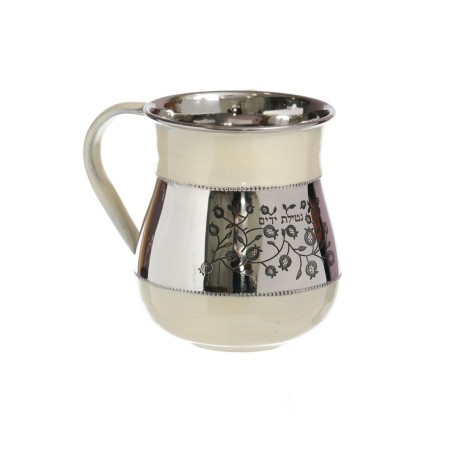 Stainless Steel Netilat Yadayim Wash Cup %96 Ivory with... | Wash Cups