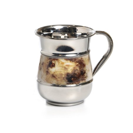 Stainless Steel Netilat Yadayim Wash Cup %96 Gold Marbl... | Wash Cups