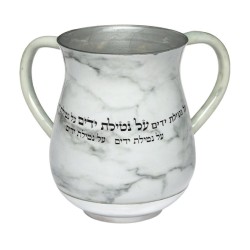 Netilat Yadayim Wash Cup White Marble %96 Repeating Net... | Wash Cups