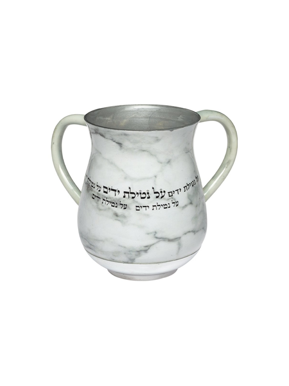 Netilat Yadayim Wash Cup White Marble %96 Repeating Net... | Wash Cups