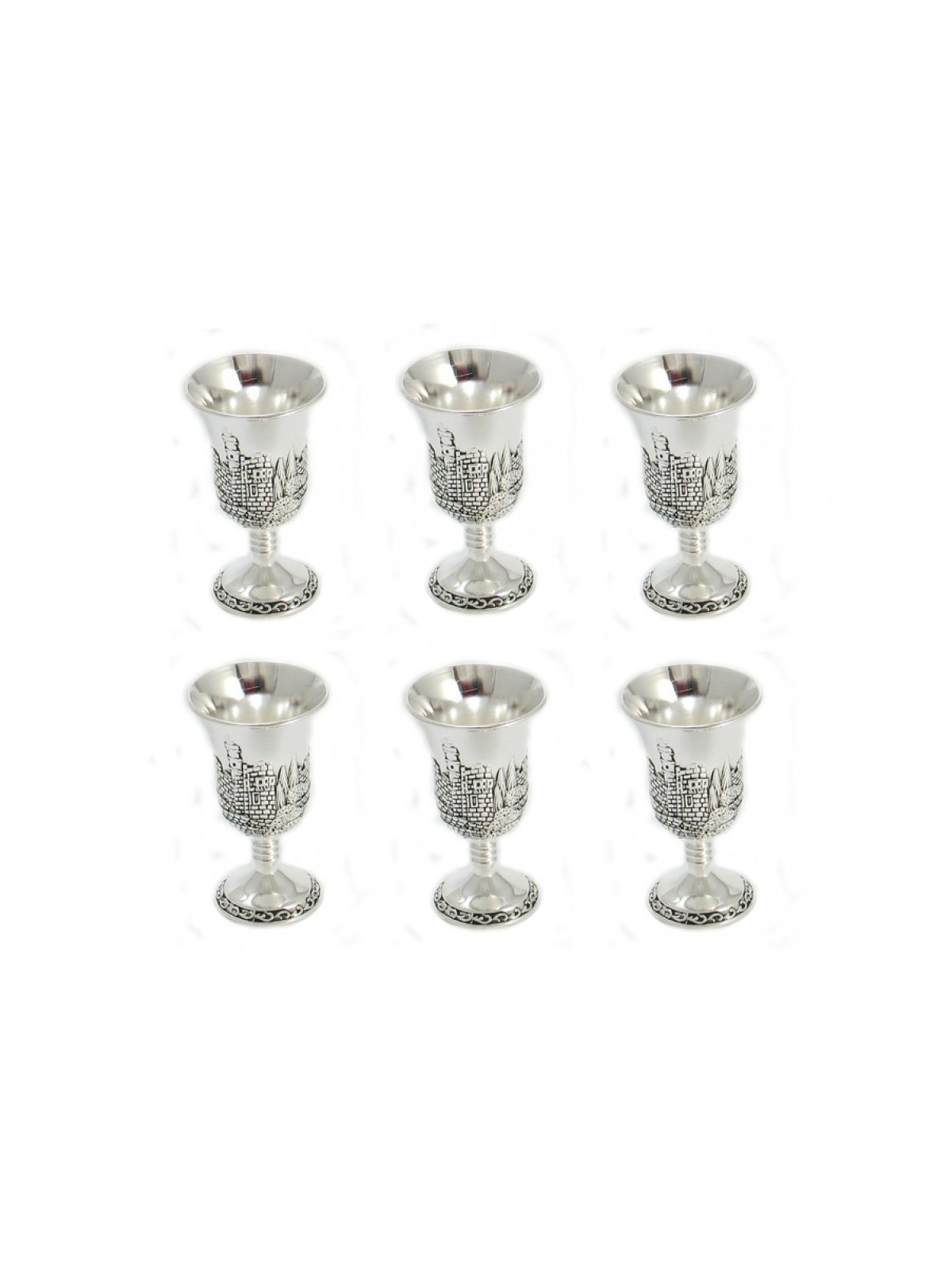 Silver Plated Six Small Kiddush Cups Set ... | Jewish Gift from Israel