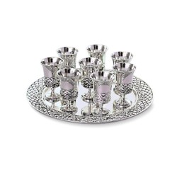 Six Decorative Small Kiddush Cups with Ma... | Jewish Gift from Israel