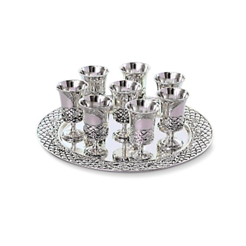 Six Decorative Small Kiddush Cups with Ma... | Jewish Gift from Israel