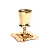 Gold Kiddush Cup on Stem Smooth Finish Square Design | Kiddush Cups