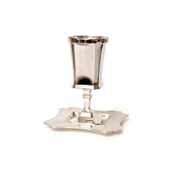 Silver Plated Smooth Kiddush Cup on Stem Square Desi... | Kiddush Cups