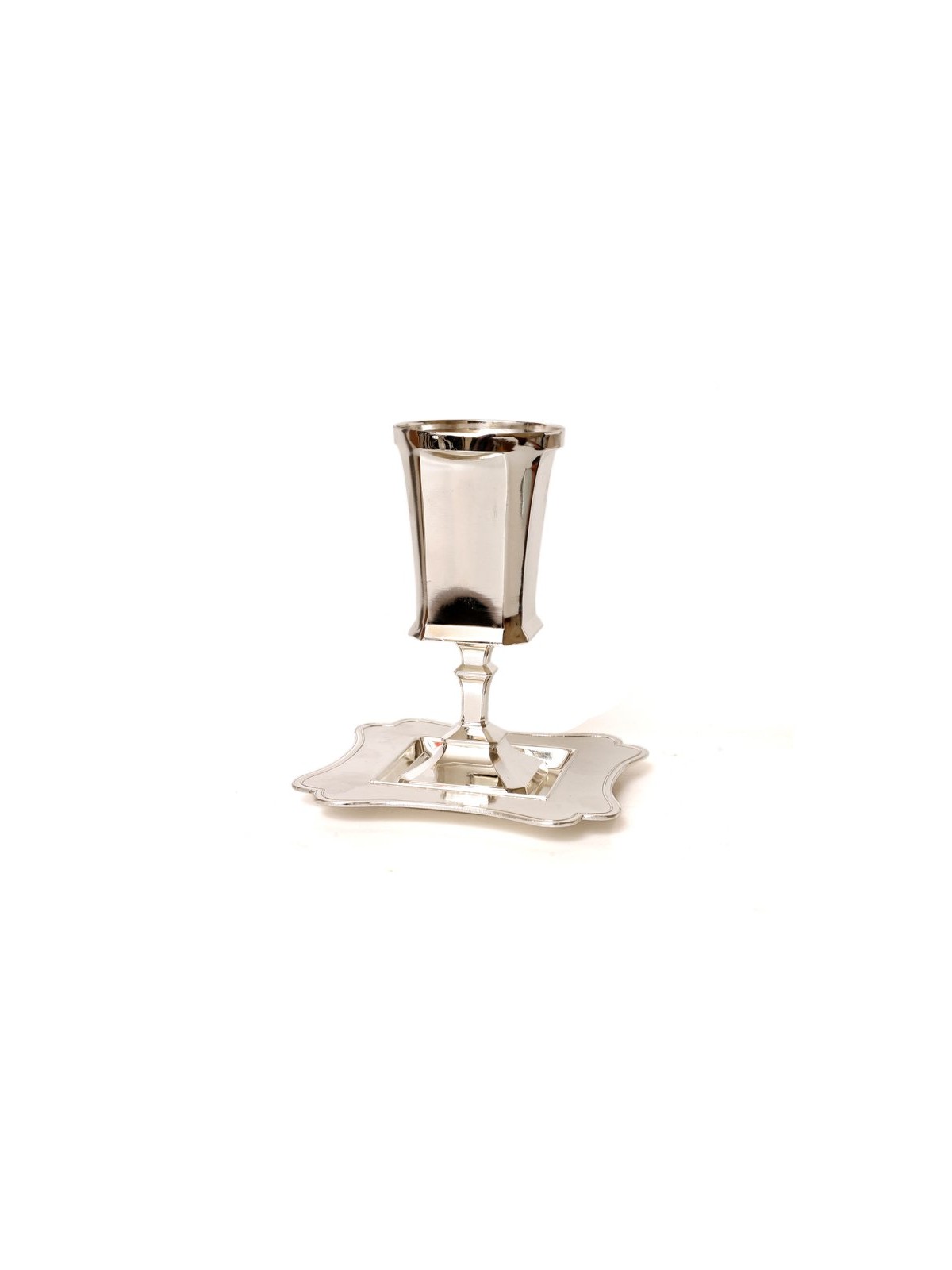 Silver Plated Smooth Kiddush Cup on Stem Square Desi... | Kiddush Cups